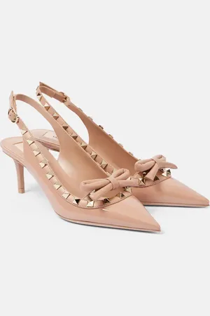 VALENTINO GARAVANI Rockstud 60 patent leather slingback pumps