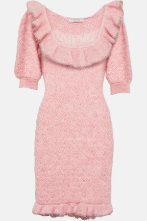 Alessandra Rich Embroidered mohair-blend minidress