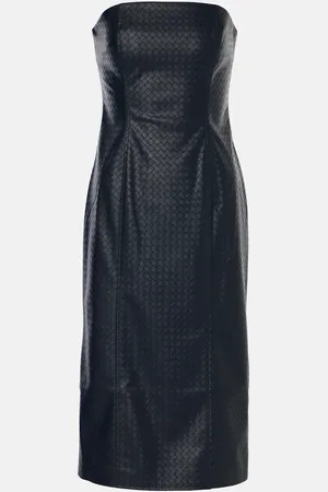 ROTATE Strapless faux leather midi dress