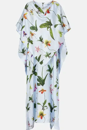 Oscar de la Renta Floral silk twill kaftan