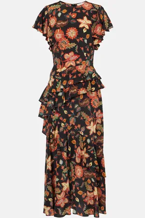ULLA JOHNSON Amaia floral crÃªpe de chine midi dress