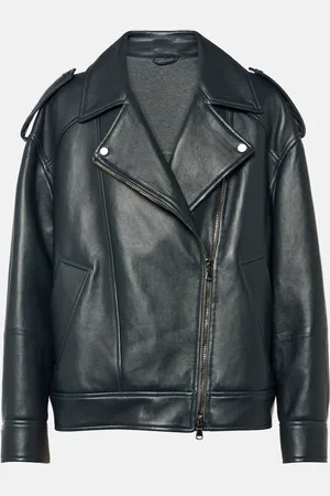 Brunello Cucinelli Oversized leather biker jacket