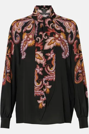 Etro Paisley tie-neck silk blouse