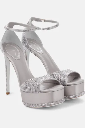 RENE CAOVILLA Embellished satin platform sandals