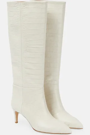 PARIS TEXAS Croc-effect leather knee-high boots