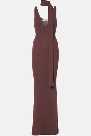 AYA MUSE Ribbed-knit cotton-blend maxi dress