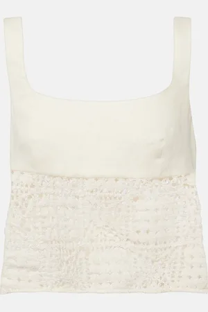 SIR Rayure linen crop top
