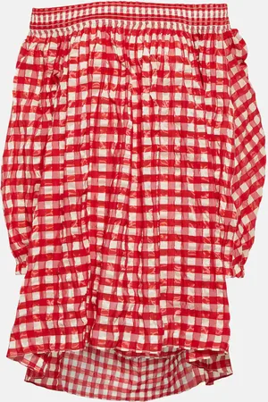 Alaïa Gingham off-shoulder minidress