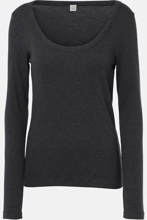Totême Ribbed-knit cotton-blend jersey top