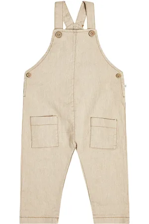 1+ IN THE FAMILY Baby linen and cotton-blend overalls