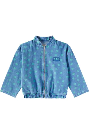 The New Society Smiley printed denim bomber jacket