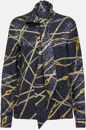 VERSACE Greca Nautical tie-neck blouse