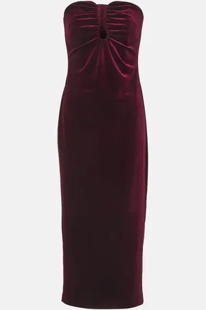 Self-Portrait Strapless velvet midi dress
