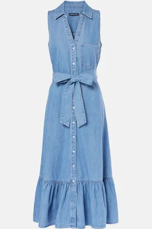 VERONICA BEARD Edwina belted denim midi dress