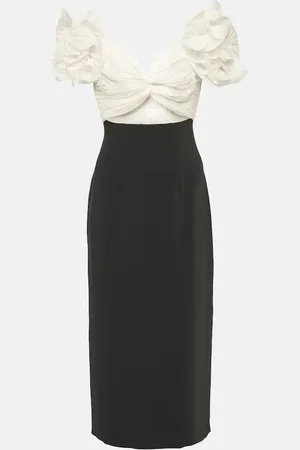 Costarellos Ziselle cutout LurexÂ® and crÃªpe midi dress