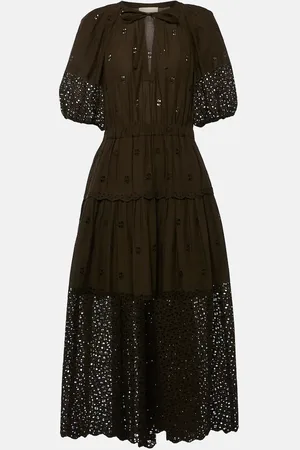 ULLA JOHNSON Nova embroidered cotton midi dress