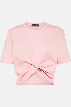 VERSACE Cropped cotton jersey T-shirt