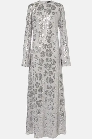 ROTATE Floral sequined chiffon maxi dress