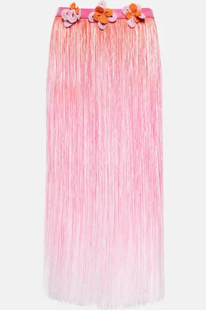 Roberta Einer OmbrÃ© leather-trimmed tassel midi skirt