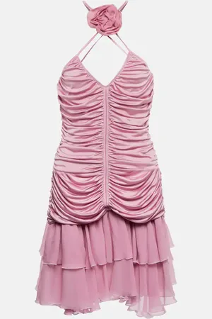 BLUMARINE Rose ruched halterneck jersey minidress