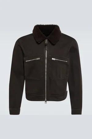 Tom Ford Faux shearling-trimmed cotton jacket