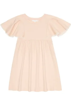 Chloé Embroidered ruffle-sleeve cotton dress