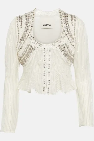 Isabel Marant Olaya embellished cropped silk jacket