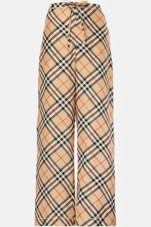 Burberry Check silk wide-leg pants