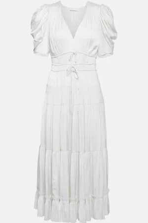 ULLA JOHNSON Daria plisseÌ satin midi dress