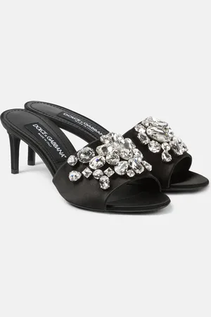 Dolce & Gabbana Crystal-embellished satin mules