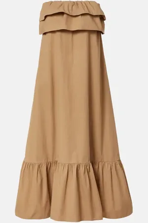 Saint Laurent Ruffled cotton serge maxi dress