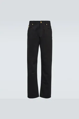 VERSACE Embellished mid-rise straight jeans