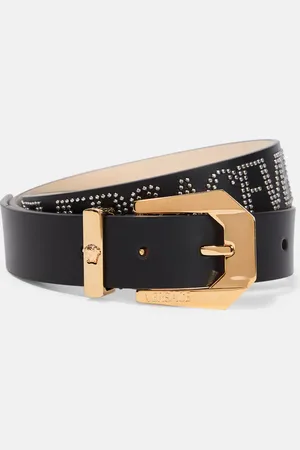 VERSACE Stud-embellished leather belt