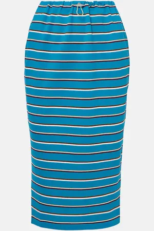 Prada Striped cotton midi skirt