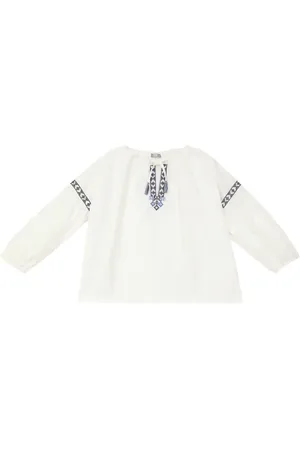 Il gufo Embroidered cotton blouse