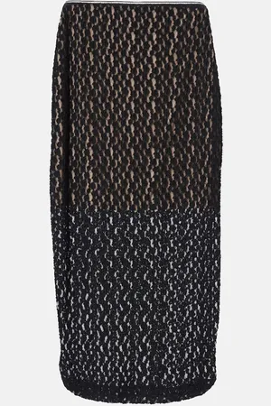 Vince Floral sheer smocked lace midi skirt
