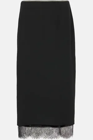 Vince Lace-trimmed midi skirt