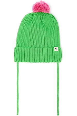 Mini Rodini Pom pom rib-knitted cotton beanie
