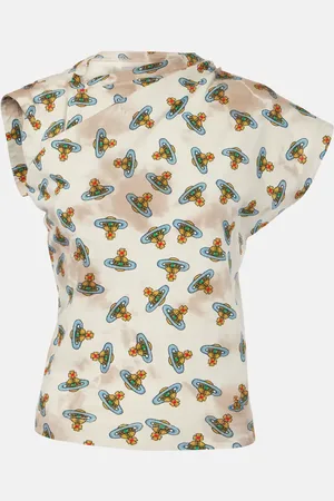 Vivienne Westwood Hebo Orb printed draped cotton top
