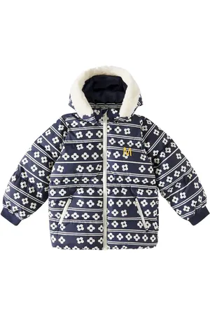 Mini Rodini Flowers faux fur-trimmed puffer jacket