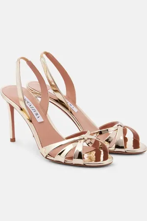 Aquazzura Tati 85 metallic leather sandals