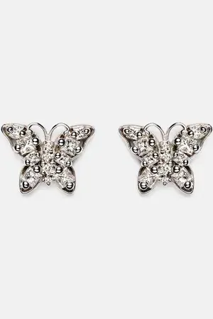 Suzanne Kalan Fireworks Butterfly 18kt gold earrings with diamonds