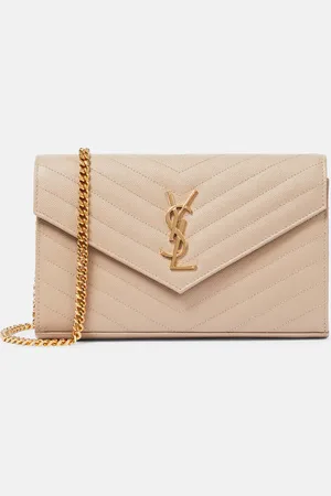Saint Laurent Cassandre matelassÃ© leather wallet on chain