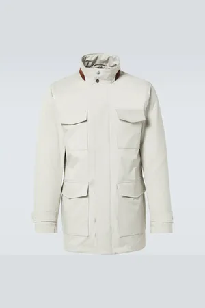 Kiton Leather-trimmed field jacket