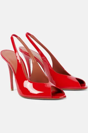 Amina Muaddi Kristina 105 patent leather peep-toe pumps