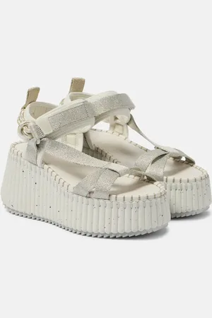 Chloé Nama metallic wedge sandals