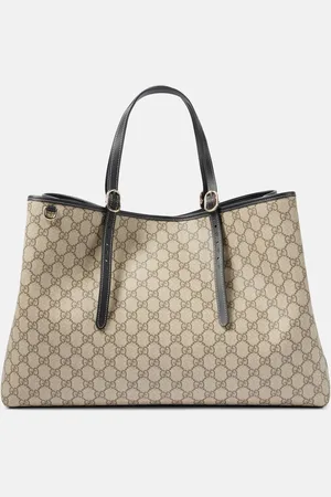 Gucci GG Canvas Large leather-trimmed tote bag
