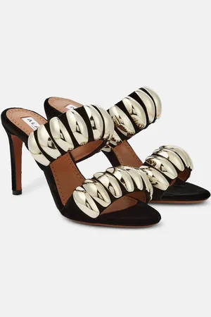 Alaïa Tribale embellished suede mules