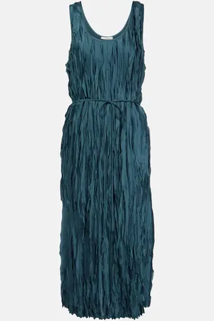 Vince Pleated satin midi dress
