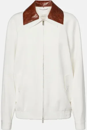 JACQUES WEI Leather-trimmed bomber jacket